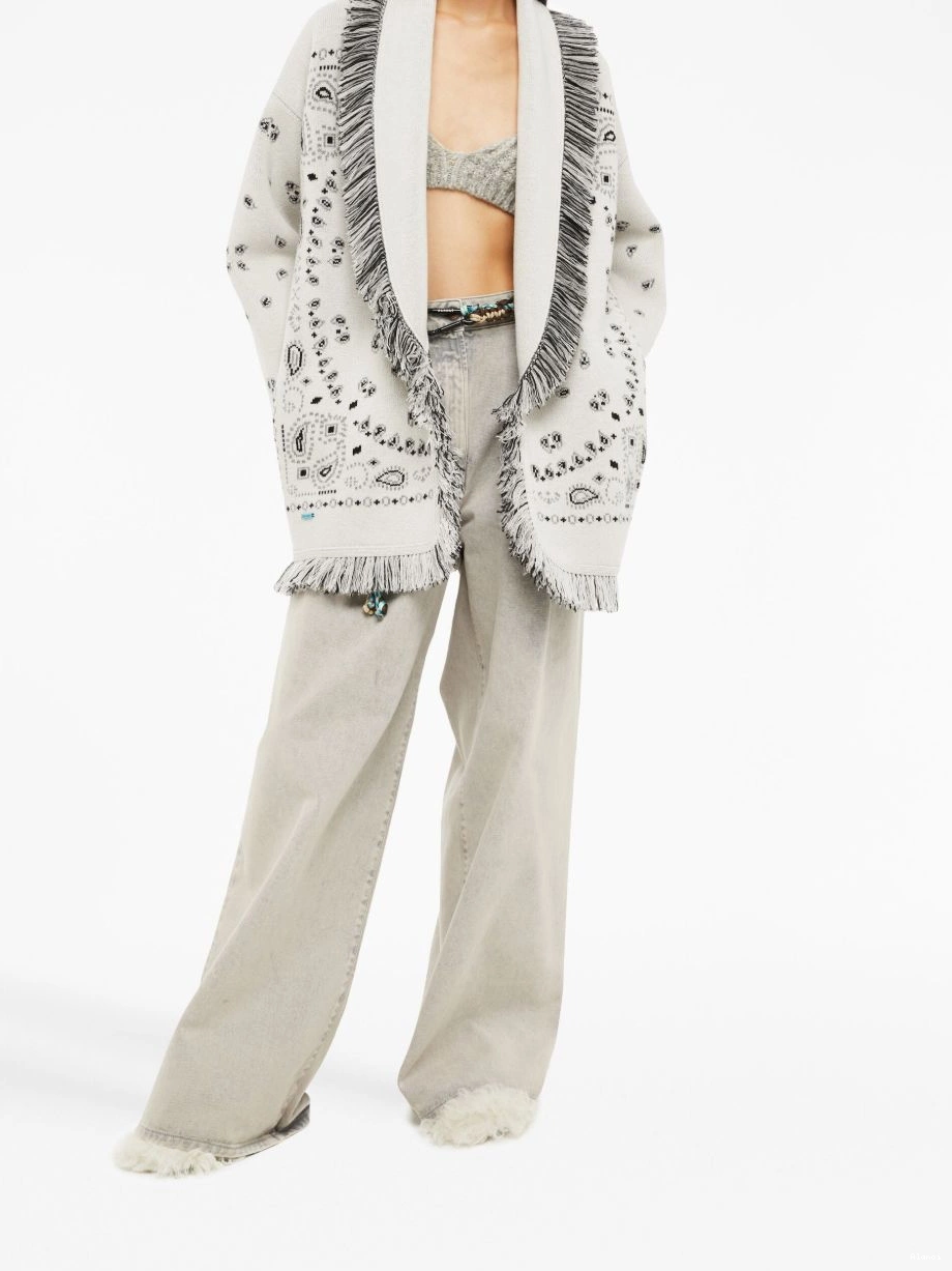 Affordable cashmere Alanui Jacquard Women cardigan Bandana fringed 0703